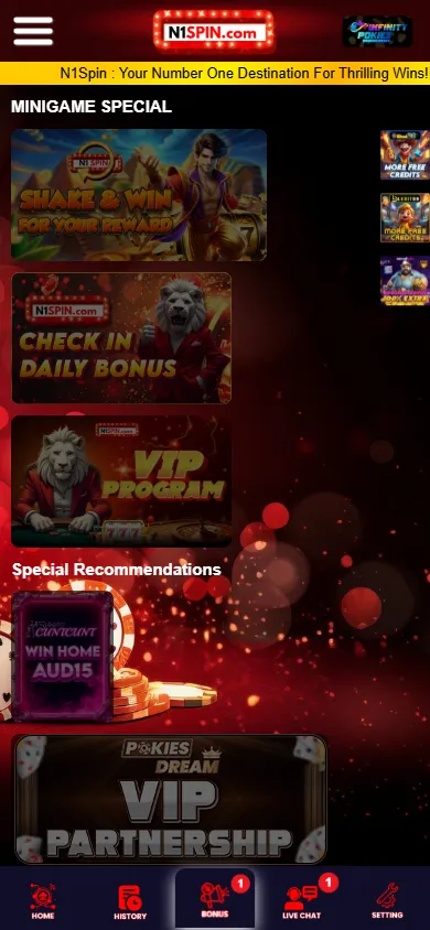 N1spin Casino promotions experience on a mobile device